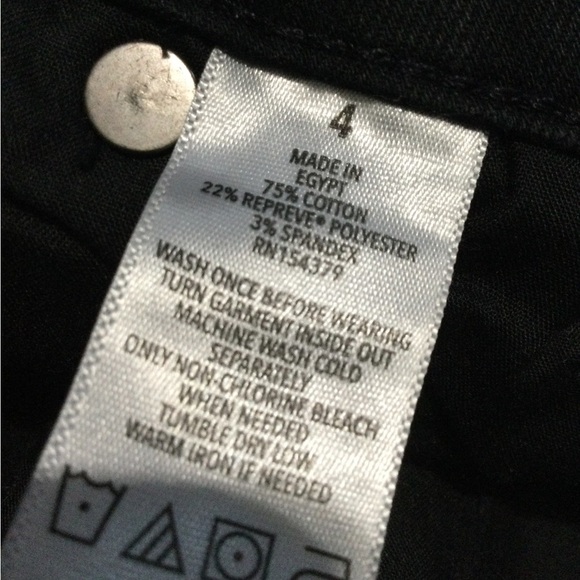 Aeropostale High Rise Midi Black Jean Shorts Distressed Cuffed Hem Size … - Picture 8 of 9